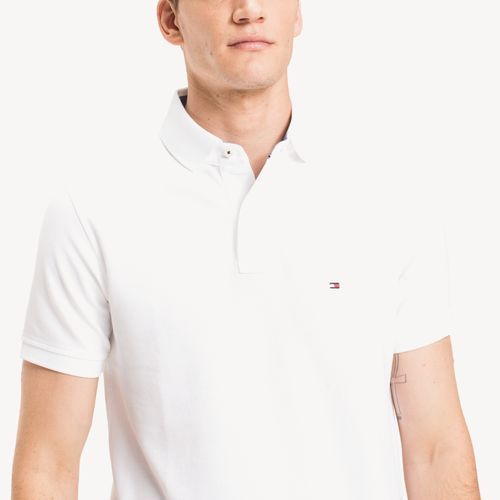 Tommy Polo Clássica Masculina Manga Curta Modelagem Slim Com Logo Bordado No Peito