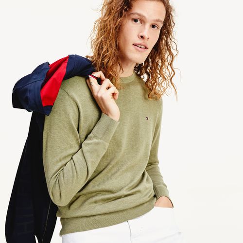 Tommy Hilfiger Suéter De Seda E Algodão Orgânico Verde