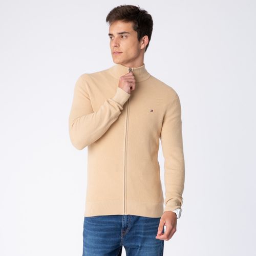 Cardigan Estruturado Gola Alta Com Fechamento Em Zíper