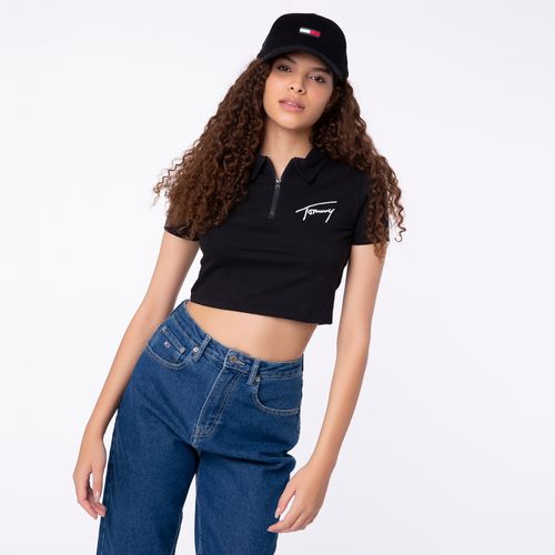 Polo Cropped Assinatura Tommy Jeans