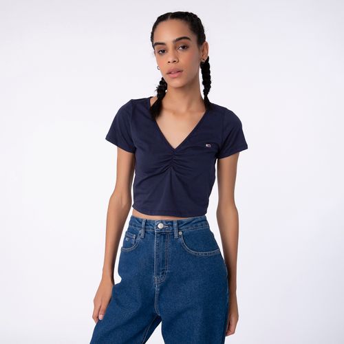 Cropped Franzido Manga Curta Tommy Jeans