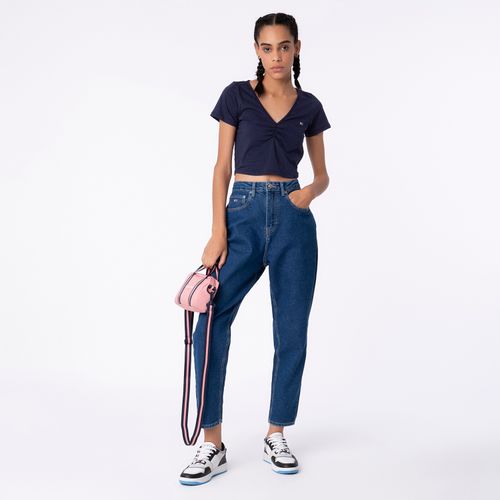 Cropped Franzido Manga Curta Tommy Jeans