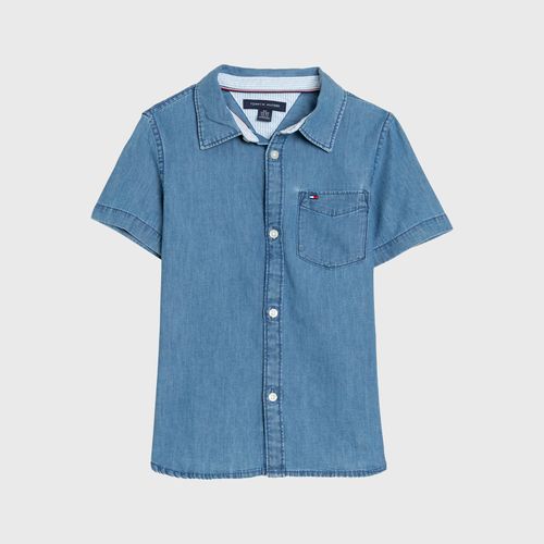 Camisa Denim Manga Curta Infantil Tommy Hilfiger