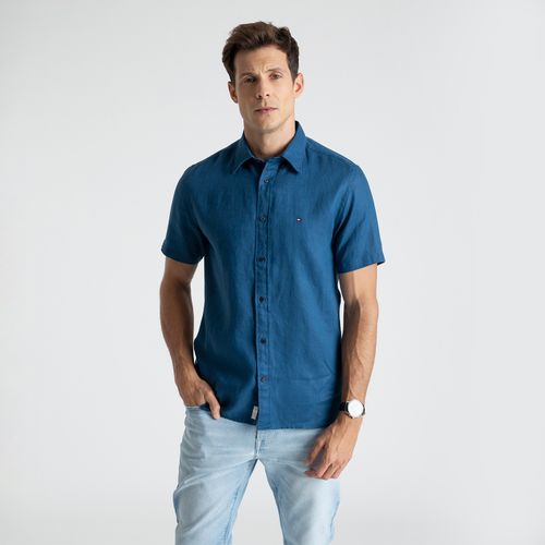 Camisa De Linho Manga Curta Regular Fit