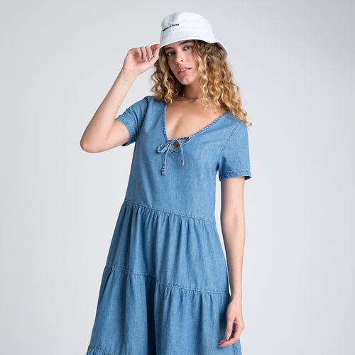 Vestido Midi Chambray Jeans Tommy Jeans