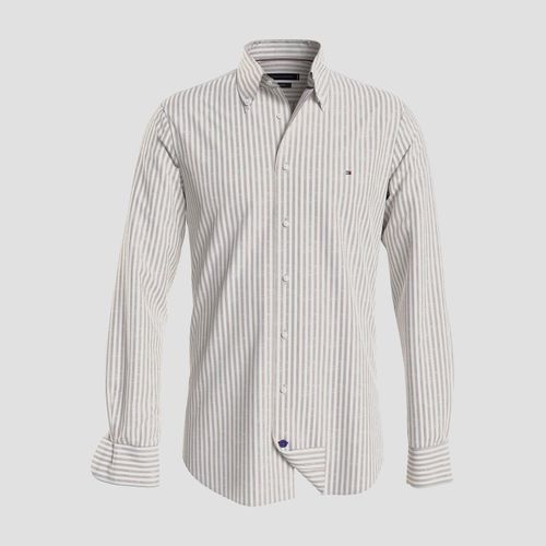 Camisa De Linho Listrada Slim Fit