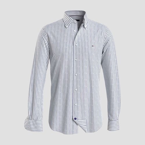 Camisa De Linho Listrada Slim Fit