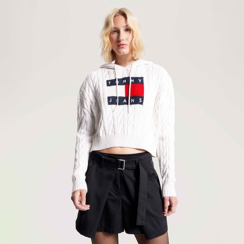 Moletom Cropped Tricot Bandeira Tommy Jeans