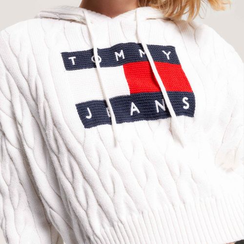 Moletom Cropped Tricot Bandeira Tommy Jeans