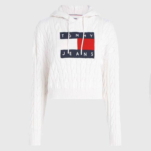 Moletom Cropped Tricot Bandeira Tommy Jeans