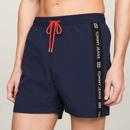 Bermuda De Banho Média Faixa Logo Tommy Jeans