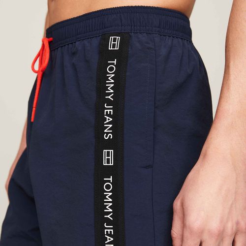 Bermuda De Banho Média Faixa Logo Tommy Jeans