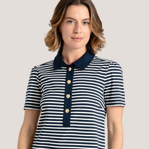 Vestido Polo Listrado Gold Button