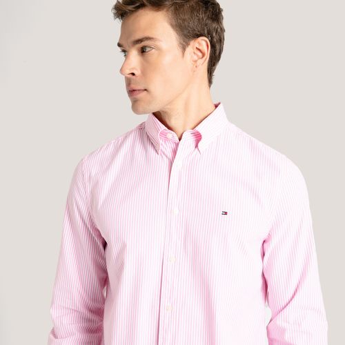 Camisa Clássica Listrada Popeline Flex