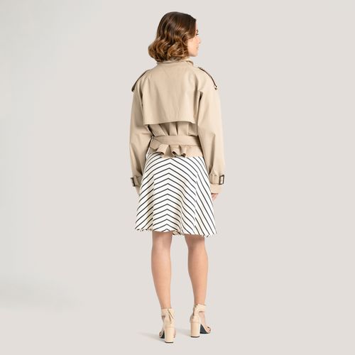 Trench Coat Cropped De Algodão