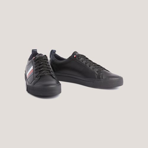 Tommy Tênis  Masculino Couro Faixa Hilfiger Lateral