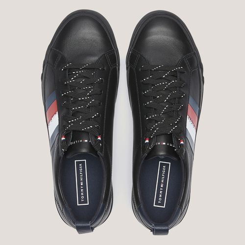Tommy Tênis  Masculino Couro Faixa Hilfiger Lateral