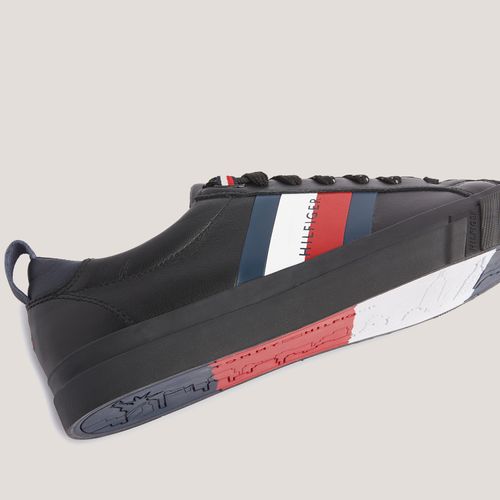 Tommy Tênis  Masculino Couro Faixa Hilfiger Lateral