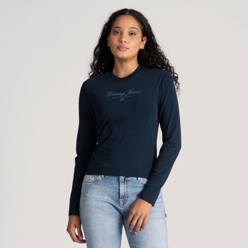 Camiseta Manga Longa Logo Cursivo Tommy Jeans