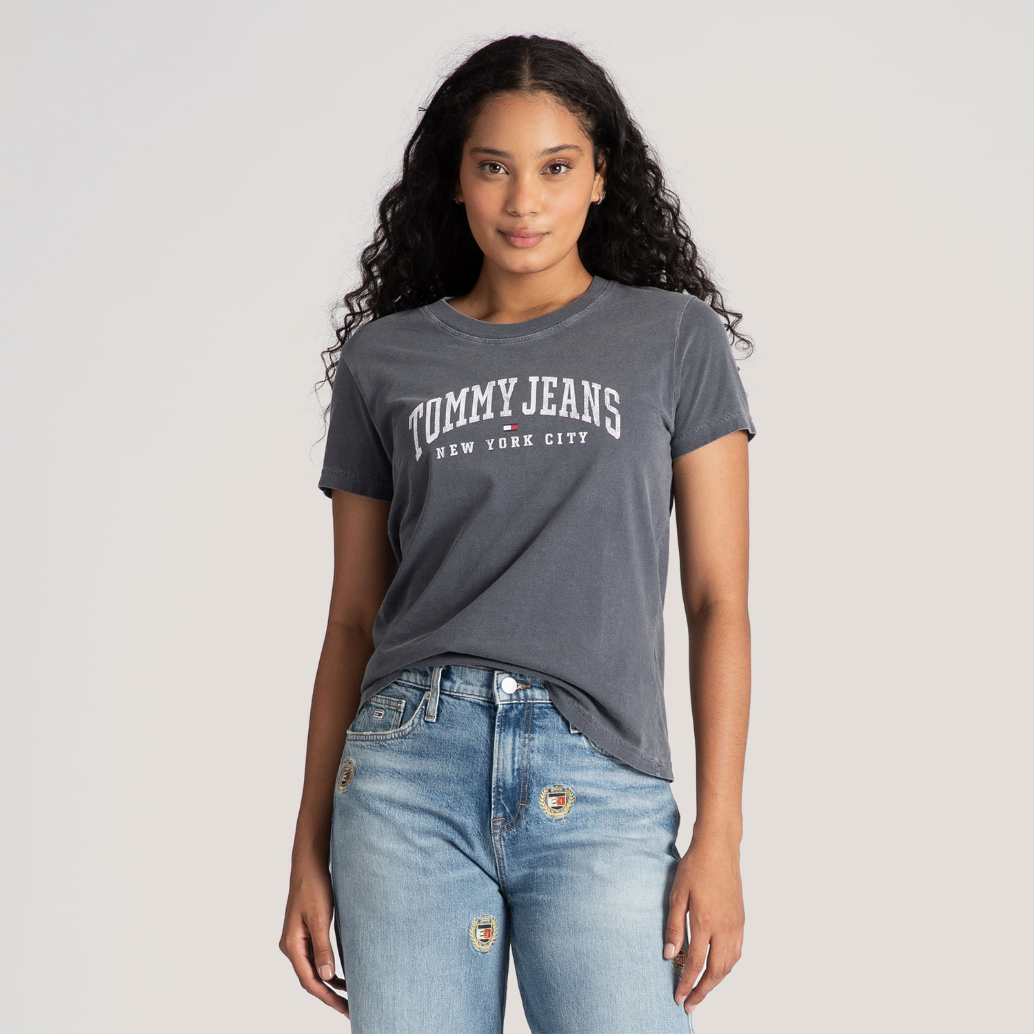 Camiseta Tommy Jeans T Shirt Tommy Hilfiger Feminina Azul Marinho