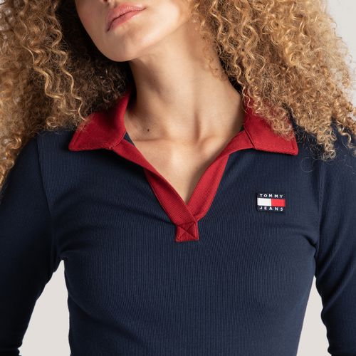 Vestido Polo Manga Longa Tommy Jeans