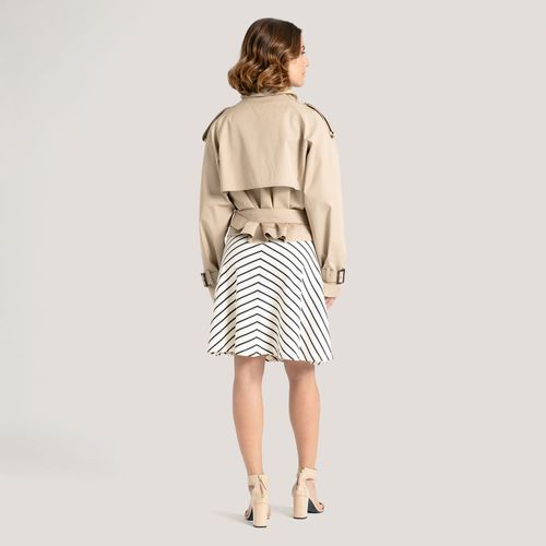 Trench Coat Cropped De Algodão