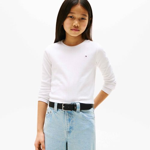 Camiseta Infantil Pointelle Manga Longa Tommy Hilfiger