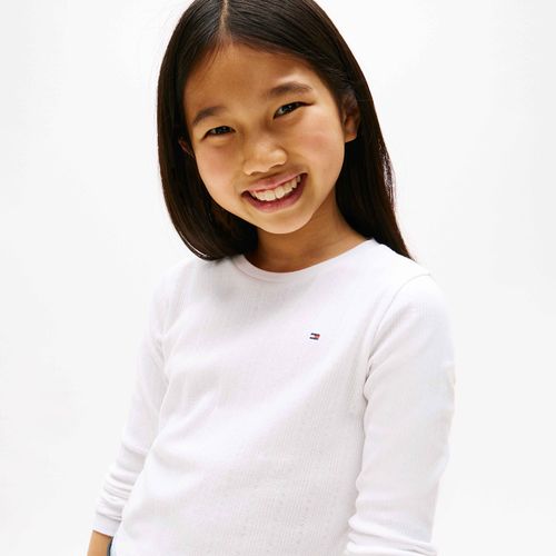 Camiseta Infantil Pointelle Manga Longa Tommy Hilfiger