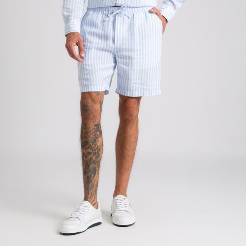 Bermuda Listrada De Linho