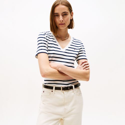 Camiseta Listrada Gola V