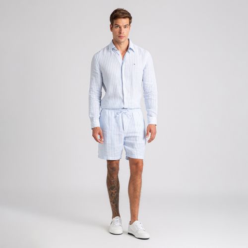 Bermuda Listrada De Linho