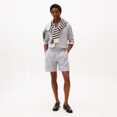 Bermuda Listrada De Linho