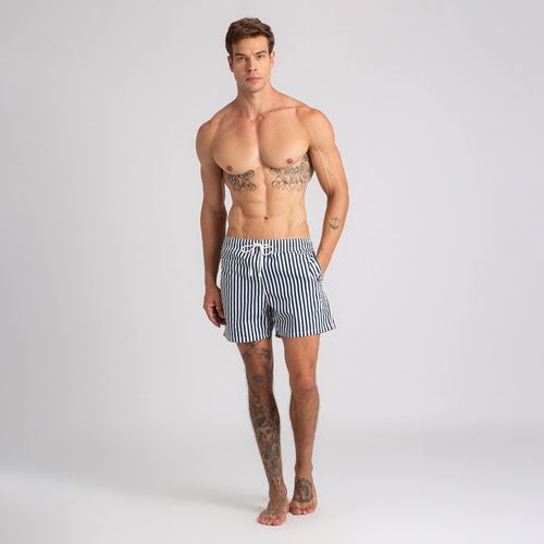 Bermuda De Banho Média Listrada
