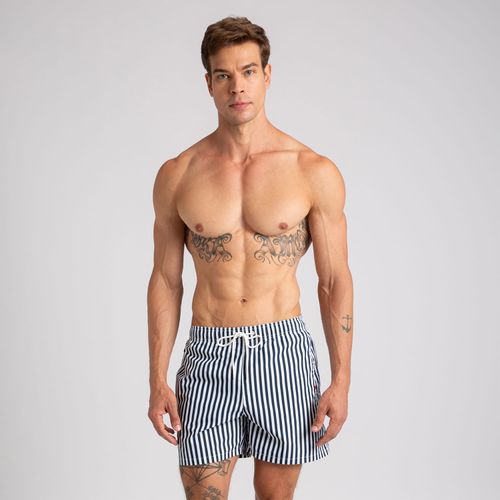 Bermuda De Banho Média Listrada