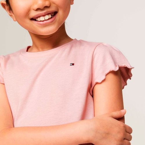 Camiseta Infantil Mangas Com Babados Tommy Hilfiger