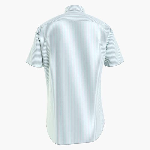 Camisa Listrada Oxford Manga Curta