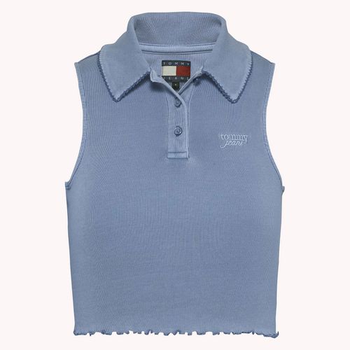Blusa Cropped Polo sem Mangas Tommy Jeans