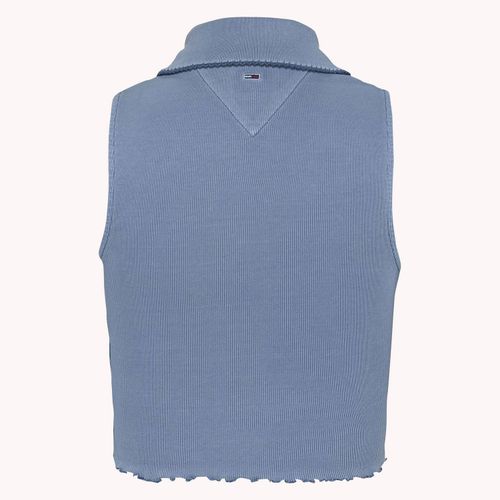 Blusa Cropped Polo sem Mangas Tommy Jeans