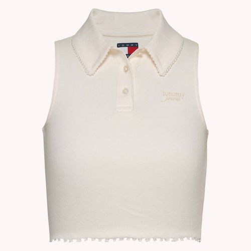Blusa Cropped Polo sem Mangas Tommy Jeans