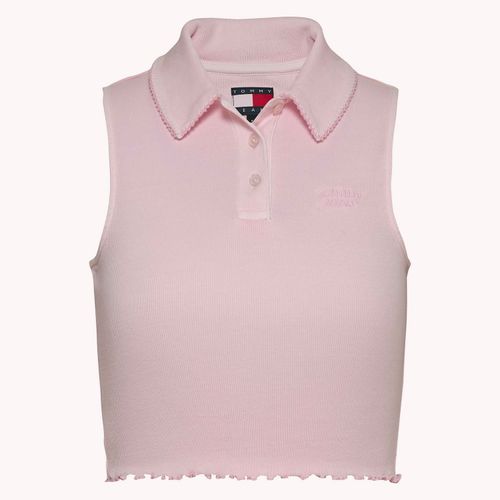 Blusa Cropped Polo sem Mangas Tommy Jeans