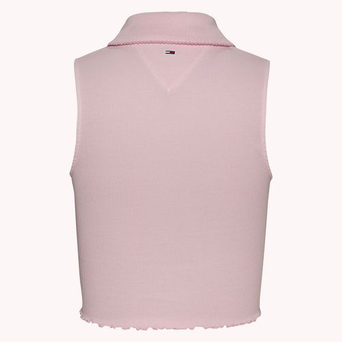 Blusa Cropped Polo sem Mangas Tommy Jeans