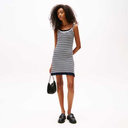 Vestido curto Listrado com Babados Tommy Jeans