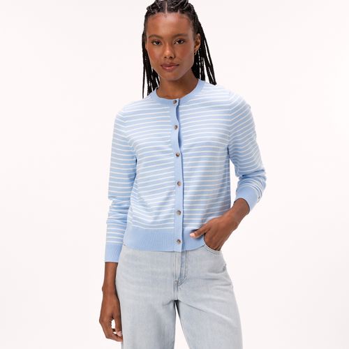 Cardigan Tommy Hilfiger Em Malha Jersey Stitch Manga Longa