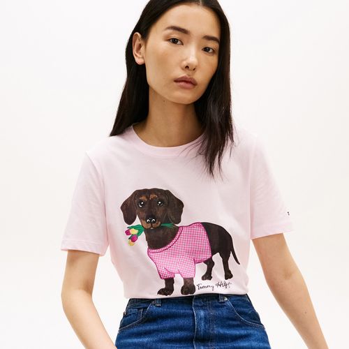 Camiseta Tommy Hilfiger Em Jersey Com Estampa Cachorro Regular Fit