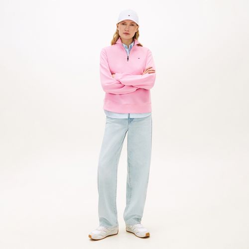 Moletom Tommy Hilfiger Em Terry Com Meio Zíper Manga Longa