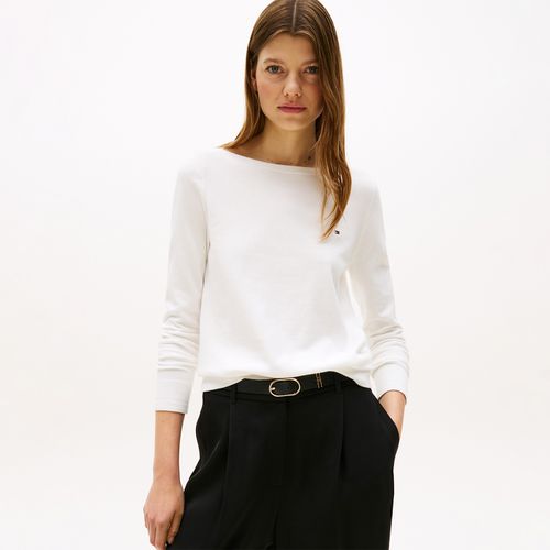 Suéter Tommy Hilfiger Em Jersey Stitch Com Gola Canoa