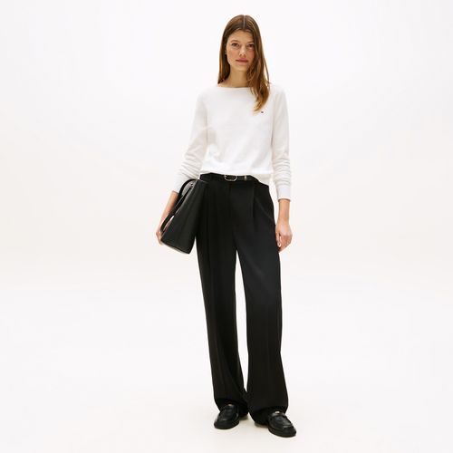Suéter Tommy Hilfiger Em Jersey Stitch Com Gola Canoa