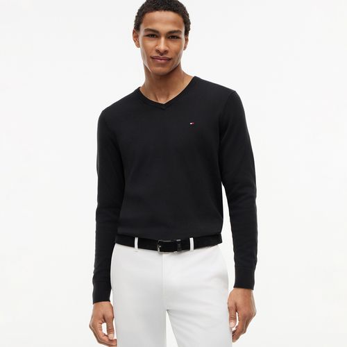 Suéter Tommy Hilfiger Essential De Algodão Com Gola V