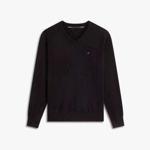 Suéter Tommy Hilfiger Essential De Algodão Com Gola V