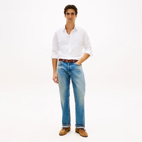 Camisa Tommy Hilfiger Em Sarja Com Colarinho Button Down Flex